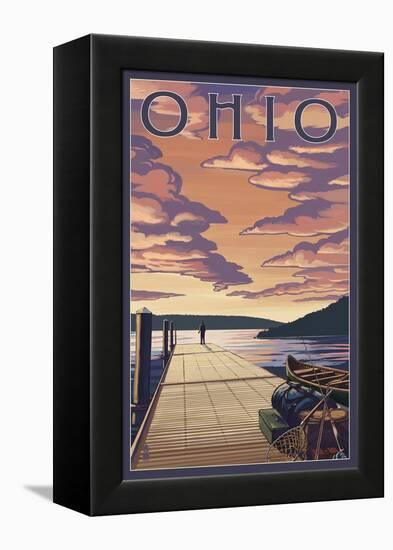 Ohio - Dock Scene and Lake-Lantern Press-Framed Stretched Canvas