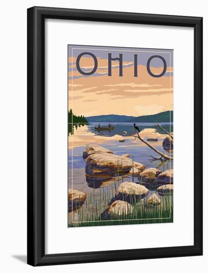 Ohio - Lake Sunrise Scene-Lantern Press-Framed Art Print