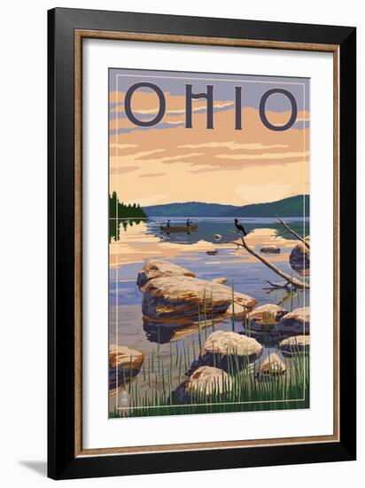 Ohio - Lake Sunrise Scene-Lantern Press-Framed Art Print