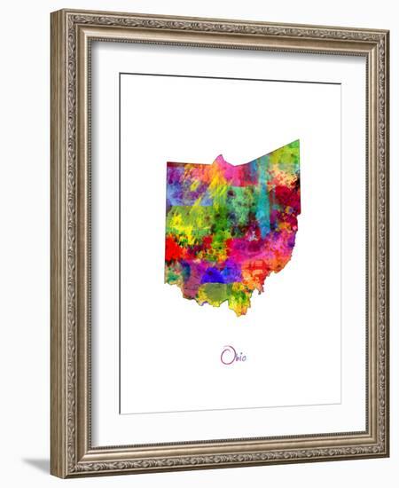 Ohio Map-Michael Tompsett-Framed Art Print