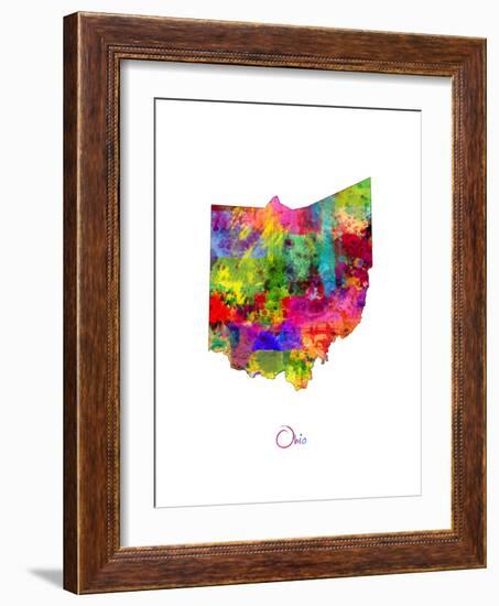 Ohio Map-Michael Tompsett-Framed Art Print