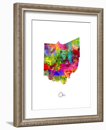 Ohio Map-Michael Tompsett-Framed Premium Giclee Print
