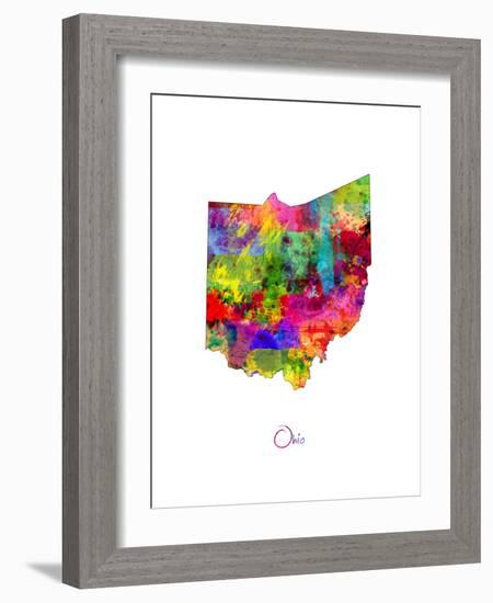 Ohio Map-Michael Tompsett-Framed Premium Giclee Print