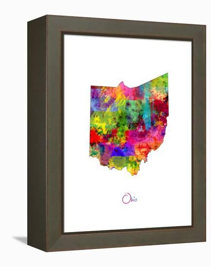 Ohio Map-Michael Tompsett-Framed Stretched Canvas