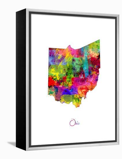 Ohio Map-Michael Tompsett-Framed Stretched Canvas