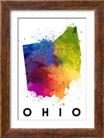 Ohio, State Abstract Watercolor, Contour, Lantern Press Artwork