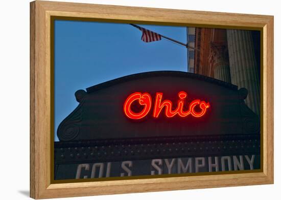 Ohio Theater marquee theater sign advertising Columbus Symphony Orchestra in downtown Columbus, OH-null-Framed Premier Image Canvas