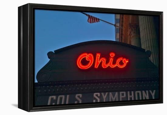 Ohio Theater marquee theater sign advertising Columbus Symphony Orchestra in downtown Columbus, OH-null-Framed Premier Image Canvas