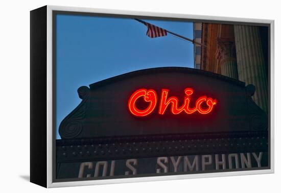 Ohio Theater marquee theater sign advertising Columbus Symphony Orchestra in downtown Columbus, OH-null-Framed Premier Image Canvas