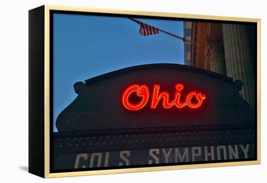 Ohio Theater marquee theater sign advertising Columbus Symphony Orchestra in downtown Columbus, OH-null-Framed Premier Image Canvas