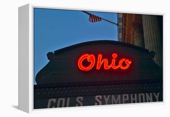 Ohio Theater marquee theater sign advertising Columbus Symphony Orchestra in downtown Columbus, OH-null-Framed Premier Image Canvas