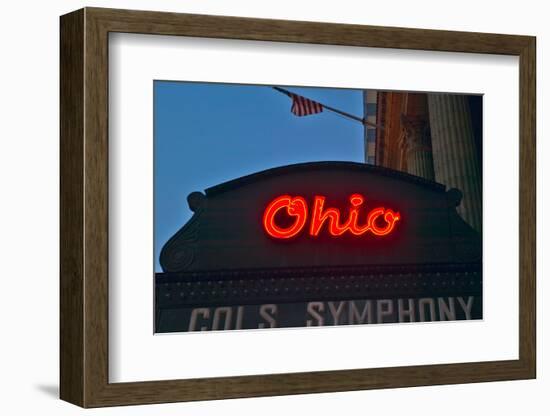 Ohio Theater marquee theater sign advertising Columbus Symphony Orchestra in downtown Columbus, OH-null-Framed Photographic Print