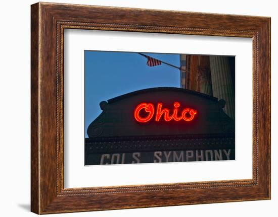 Ohio Theater marquee theater sign advertising Columbus Symphony Orchestra in downtown Columbus, OH-null-Framed Photographic Print