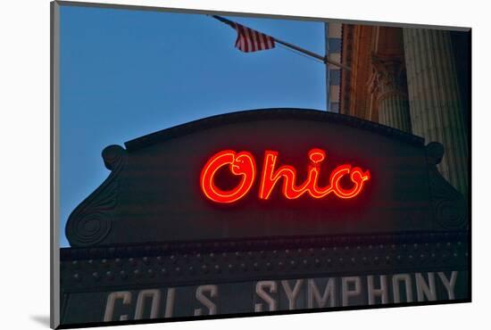 Ohio Theater marquee theater sign advertising Columbus Symphony Orchestra in downtown Columbus, OH-null-Mounted Photographic Print