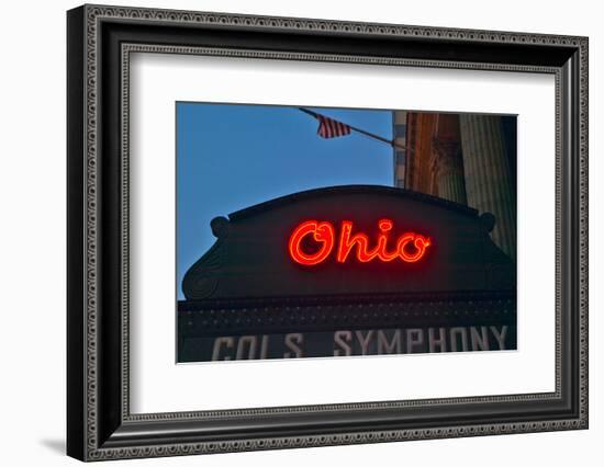 Ohio Theater marquee theater sign advertising Columbus Symphony Orchestra in downtown Columbus, OH-null-Framed Photographic Print