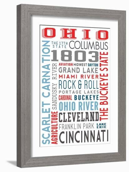 Ohio - Typography-Lantern Press-Framed Art Print