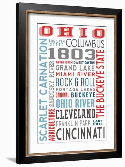 Ohio - Typography-Lantern Press-Framed Art Print