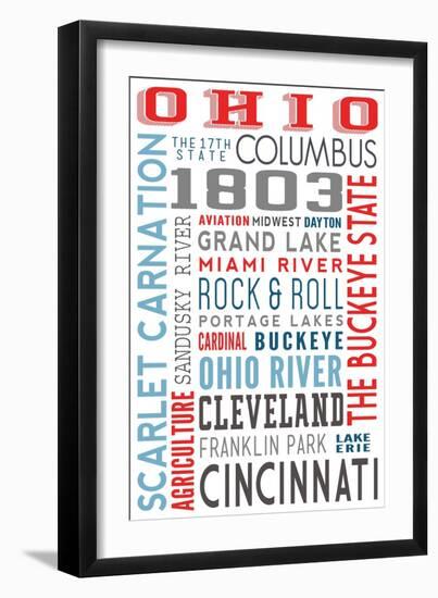 Ohio - Typography-Lantern Press-Framed Art Print