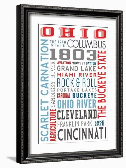 Ohio - Typography-Lantern Press-Framed Art Print