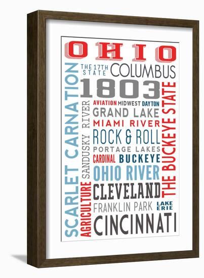 Ohio - Typography-Lantern Press-Framed Premium Giclee Print