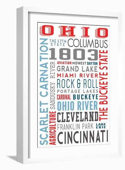 Ohio - Typography-Lantern Press-Framed Premium Giclee Print