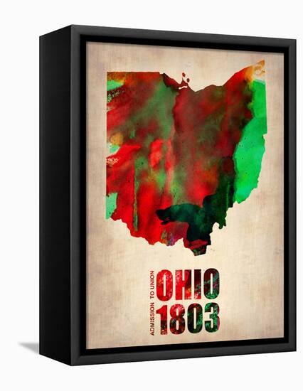 Ohio Watercolor Map-NaxArt-Framed Stretched Canvas