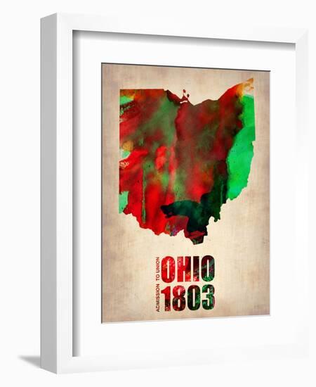 Ohio Watercolor Map-NaxArt-Framed Art Print