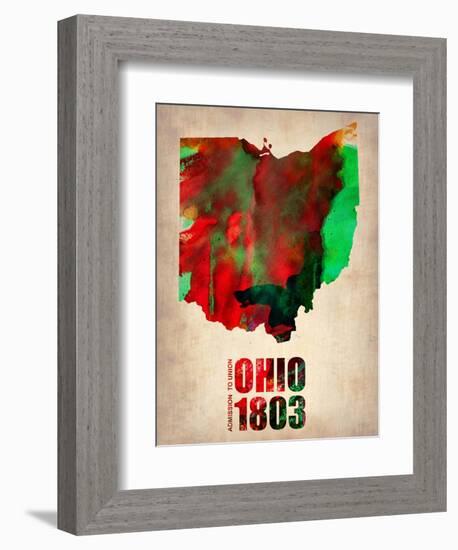 Ohio Watercolor Map-NaxArt-Framed Art Print