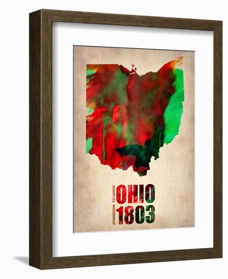 Ohio Watercolor Map-NaxArt-Framed Art Print