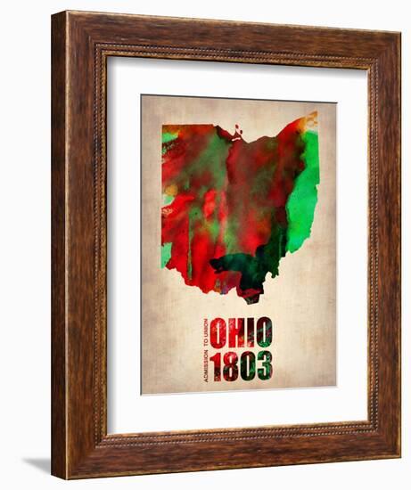 Ohio Watercolor Map-NaxArt-Framed Art Print