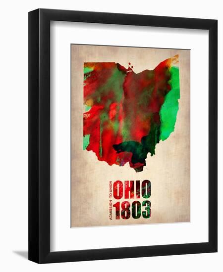 Ohio Watercolor Map-NaxArt-Framed Art Print