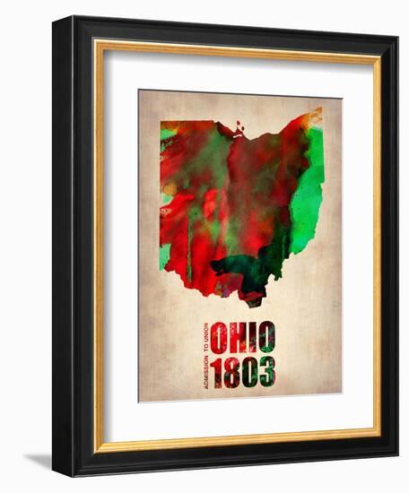 Ohio Watercolor Map-NaxArt-Framed Art Print