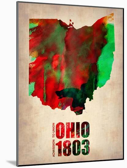 Ohio Watercolor Map-NaxArt-Mounted Art Print