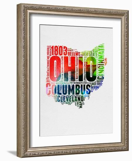 Ohio Watercolor Word Cloud-NaxArt-Framed Art Print
