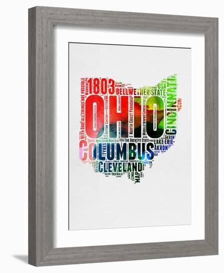 Ohio Watercolor Word Cloud-NaxArt-Framed Art Print