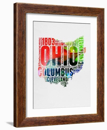 Ohio Watercolor Word Cloud-NaxArt-Framed Art Print