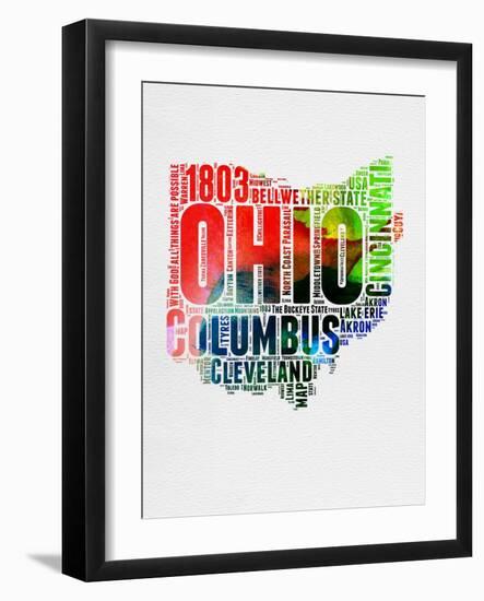 Ohio Watercolor Word Cloud-NaxArt-Framed Art Print