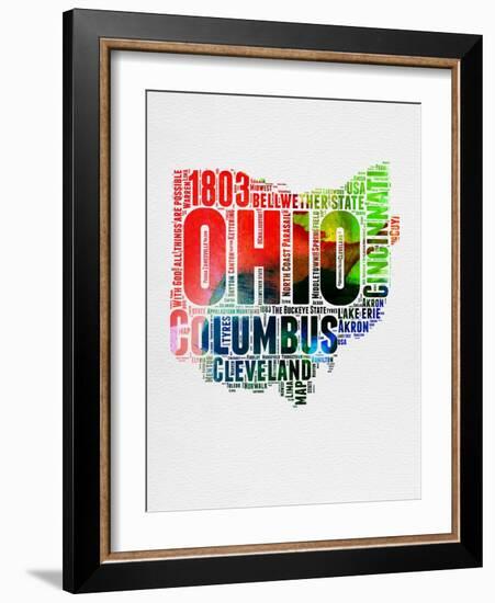 Ohio Watercolor Word Cloud-NaxArt-Framed Art Print