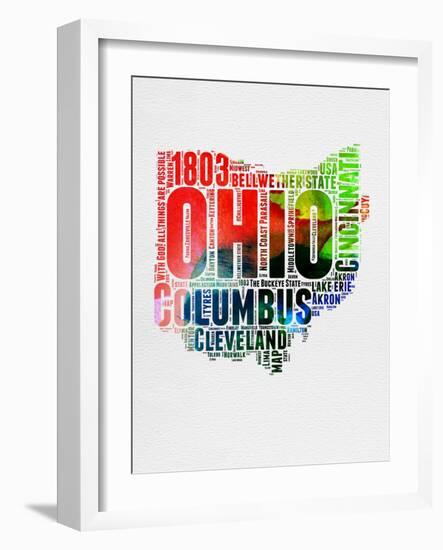 Ohio Watercolor Word Cloud-NaxArt-Framed Art Print