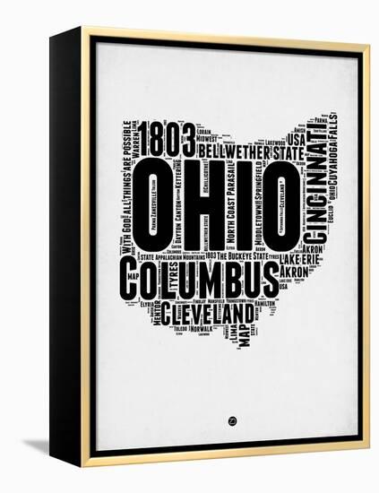 Ohio Word Cloud 2-NaxArt-Framed Stretched Canvas