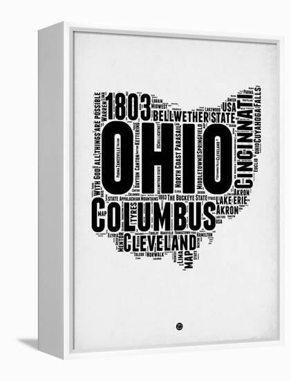 Ohio Word Cloud 2-NaxArt-Framed Stretched Canvas