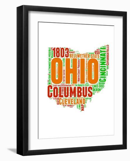 Ohio Word Cloud Map-NaxArt-Framed Art Print