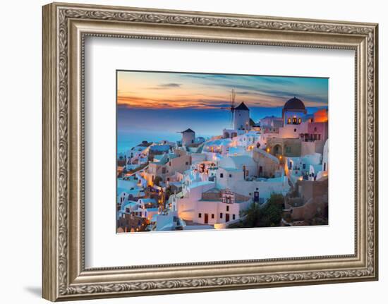 Oia at night Santorini Greece-null-Framed Premium Giclee Print