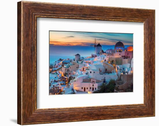 Oia at night Santorini Greece-null-Framed Premium Giclee Print