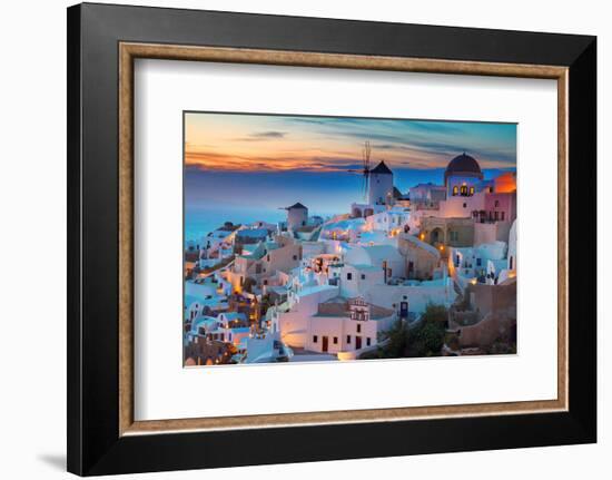 Oia at night Santorini Greece-null-Framed Premium Giclee Print