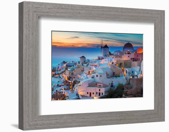 Oia at night Santorini Greece-null-Framed Premium Giclee Print