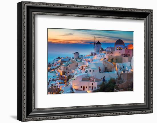 Oia at night Santorini Greece-null-Framed Premium Giclee Print