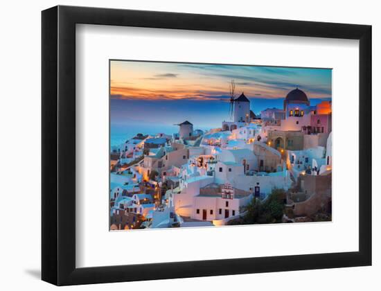 Oia at night Santorini Greece-null-Framed Premium Giclee Print