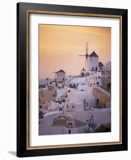 Oia (Ia) Village and Windmill, Santorini, Cyclades, Greek Islands, Greece, Europe-null-Framed Photographic Print