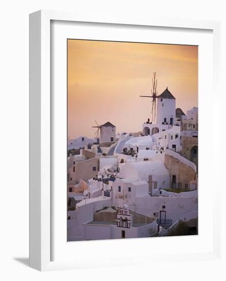 Oia (Ia) Village and Windmill, Santorini, Cyclades, Greek Islands, Greece, Europe-null-Framed Photographic Print